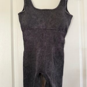 Zenana washed Ribbed Romper with Pad